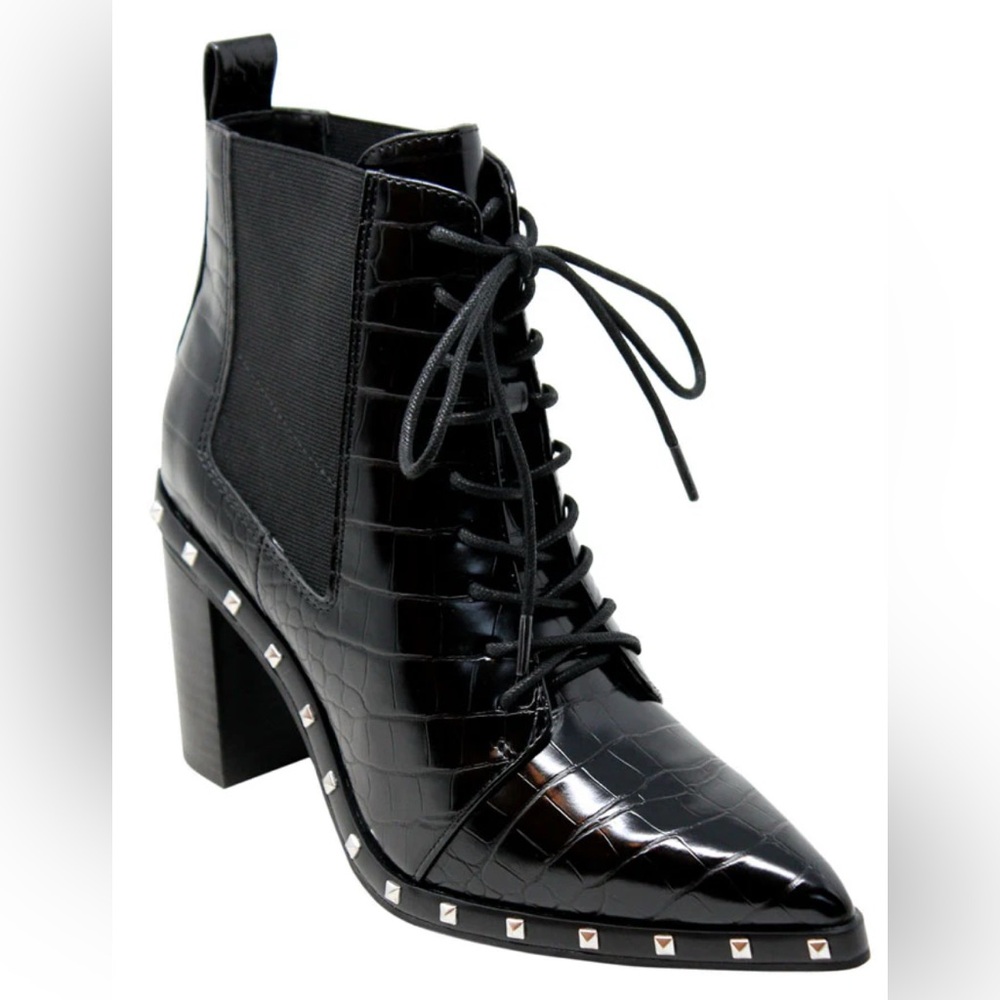Charles David Black Croc Jetsetter Booties size 8.5 NWOT